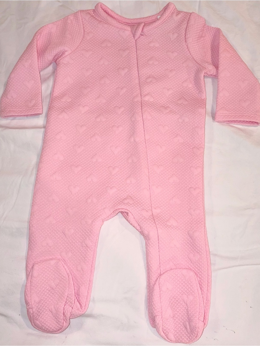 MudPie quilted pink sleeper with heart pattern sz 3-6 months NWT